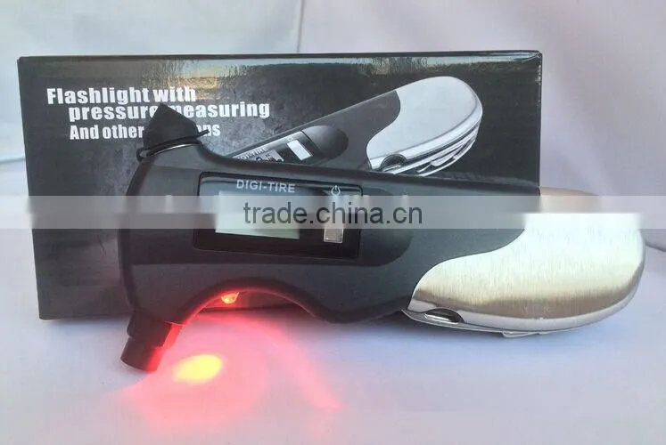 Multifunction Digital Auto Tire Pressure Gauge with LED light and knife