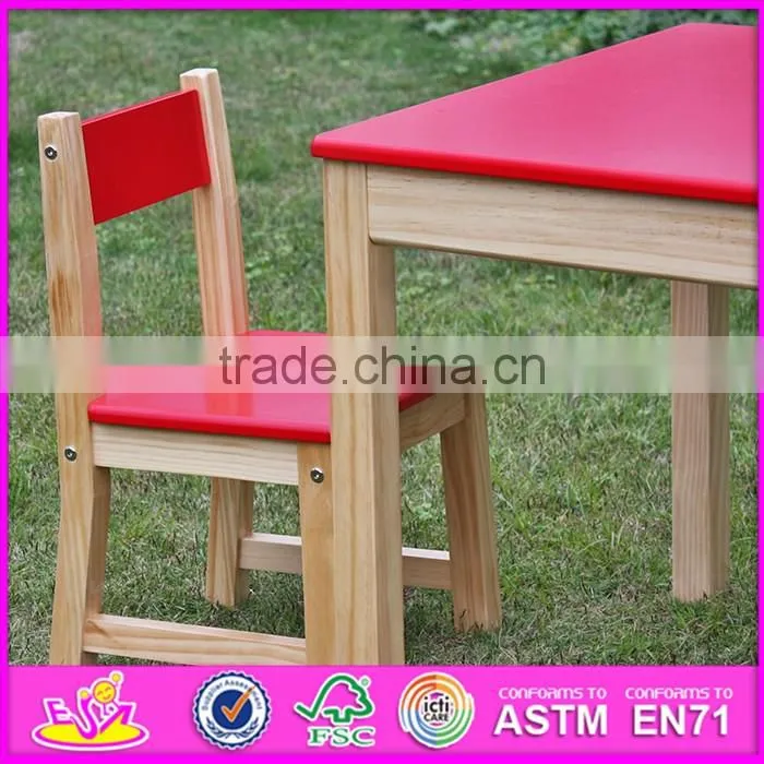 2016 new design home / school / kindergarten red solid wooden toddler table and chairs W08G134