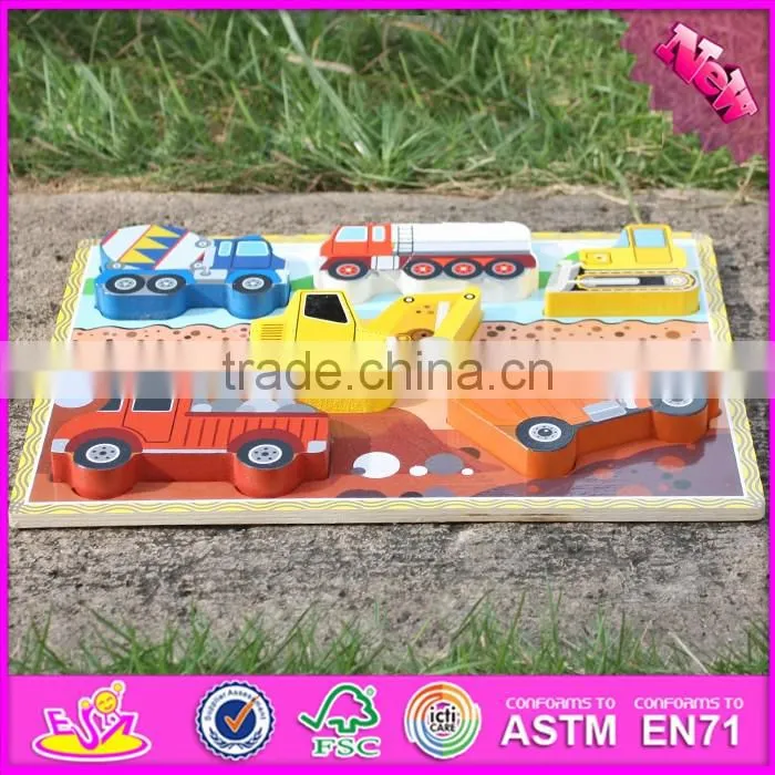 2016 new design educational car puzzle wooden learning shapes for toddlers W14D020