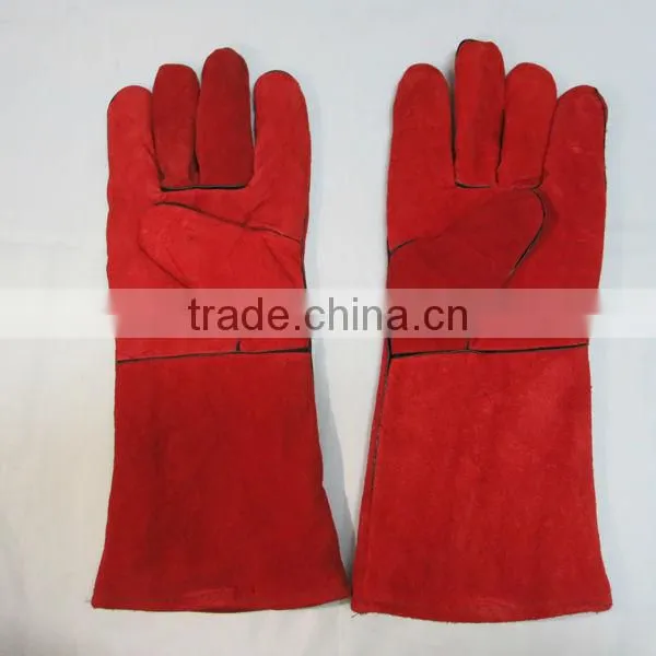 Red Safety Leather Welding Gloves