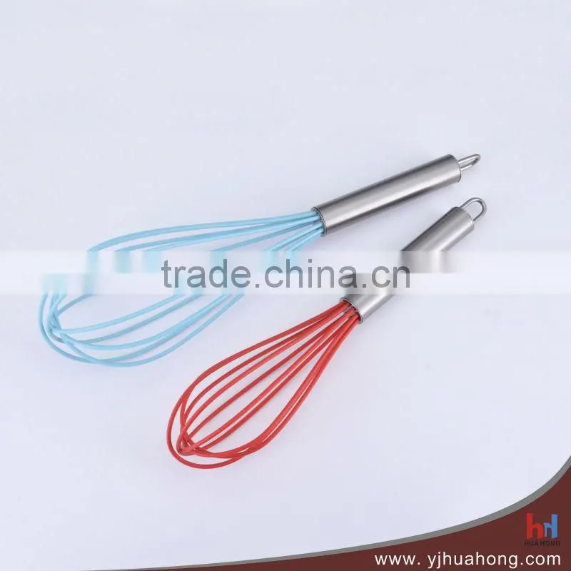 Colorful Food grade silicone coated egg whisk with stainless steel handle (HEW-36B)