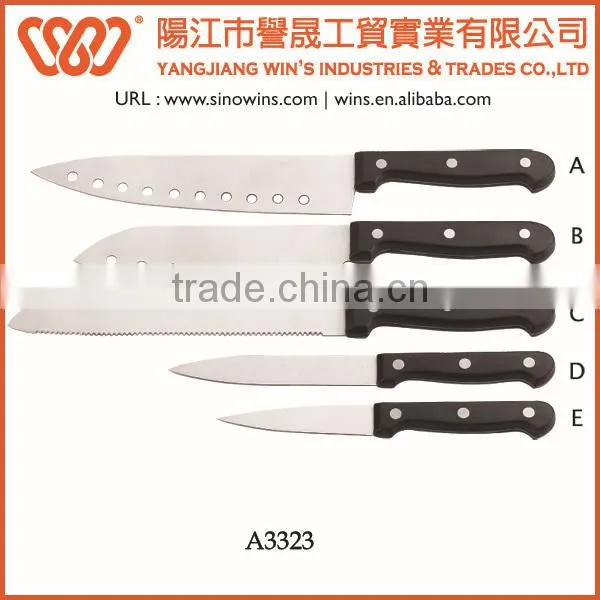 High quality 5pcs plastic handle kitchen knife set