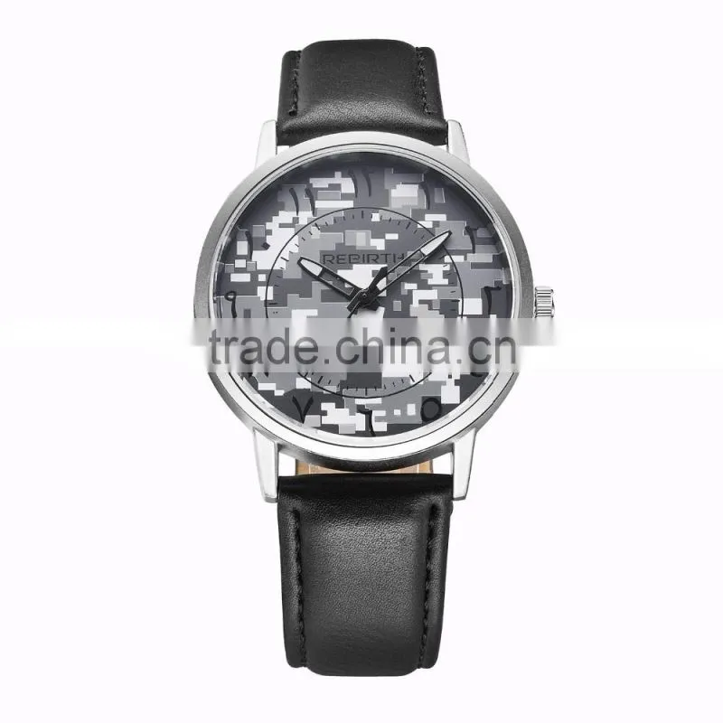 vogue camouflage mil men's business watch quartz stainless steel watch