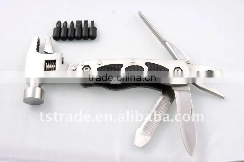 2014 New product:11 multi tool stainless steel hammer promotion gift hammer multi hammer tools with flashlight