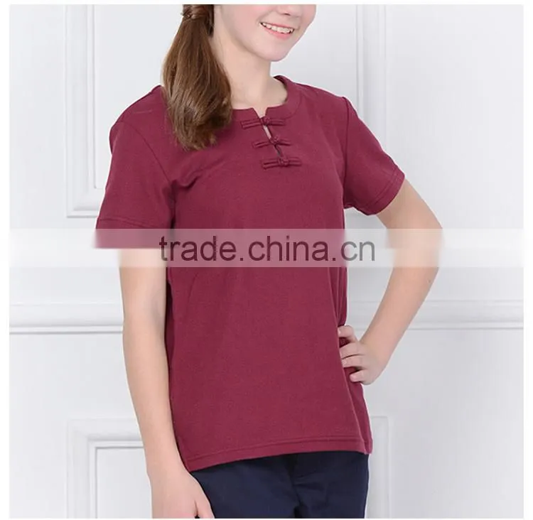 British Academy style 2017 new light Chinese style school boys and girls red short sleeved T-shirt custom