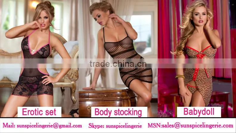 Sunspice fancy hosiery sexy open crotch bodystocking