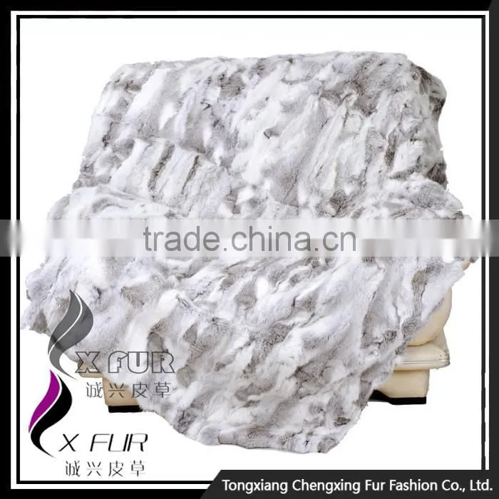 CX-D-11H Top Quality Home/Hotel Carpet Patchwork Rabbit Fur Fur Throw Blanket