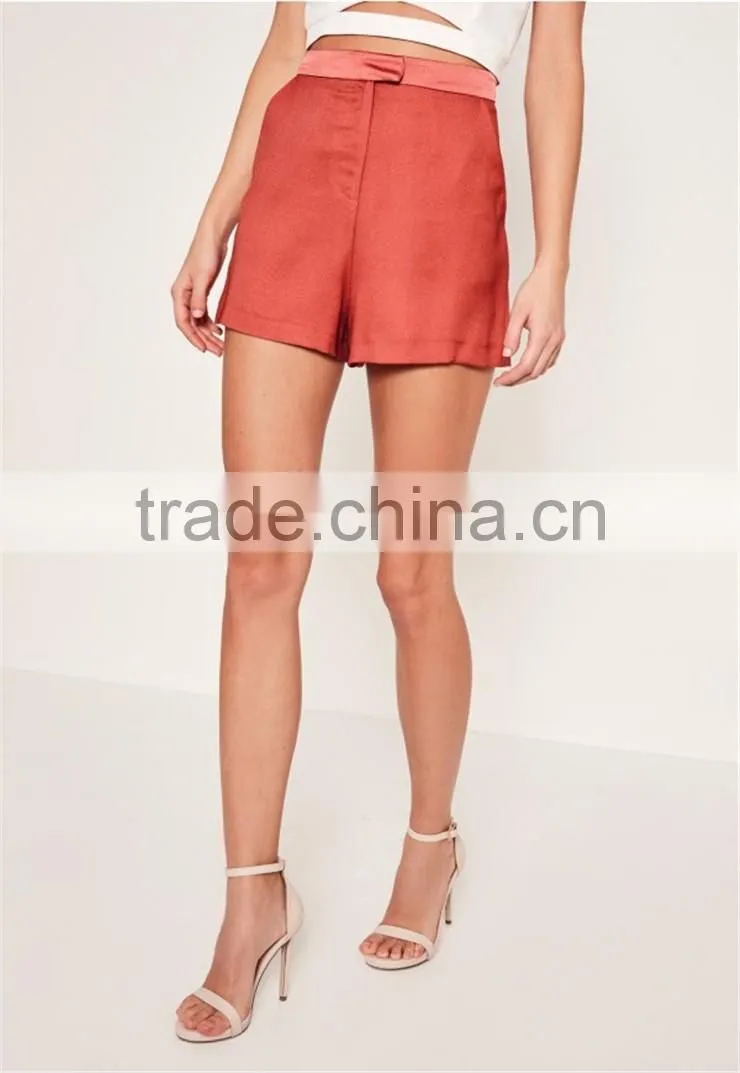 New Arrival Women Wid Leg Satin High Waisted Shorts Satin Boxer Shorts