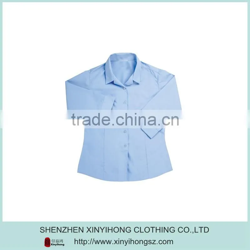 Blue Color Cotton With Spandex Loose Long Sleeve Shirts Fashion