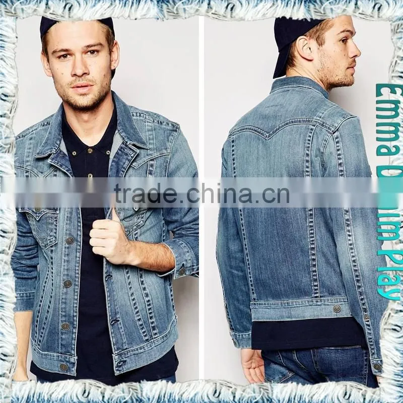 2016 Mens Pale Blue Bomber High Quality Fashion Style New Denim Jackets for Spring-Summer