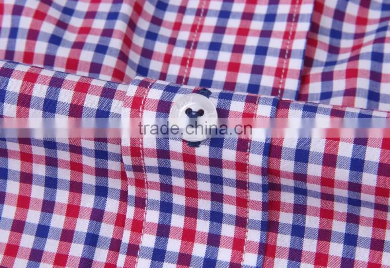 2017 two colors check men's long sleeve button down collar shirt