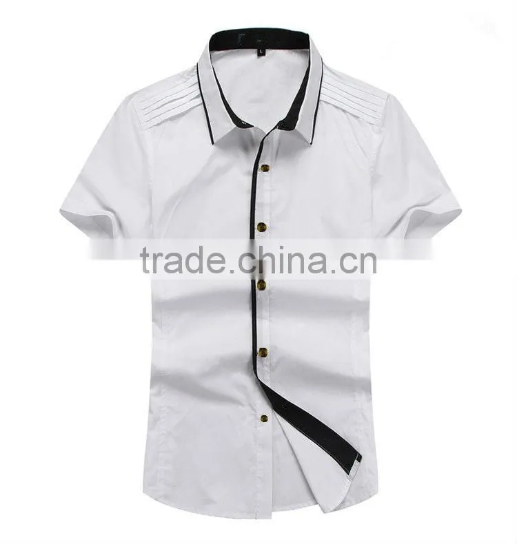 latest 100% cotton short sleeve contrast color slim fit casual shirt for men