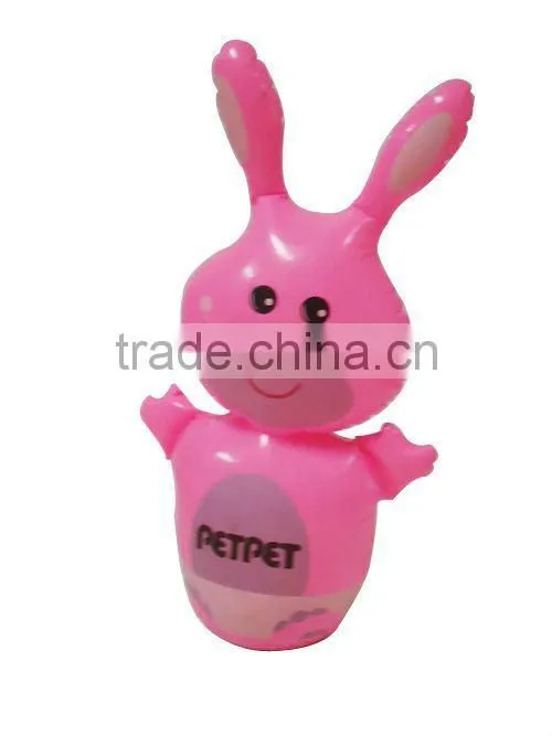 Cute pvc inflatable rabbit shape toy for kid,print aniaml toy for good quality