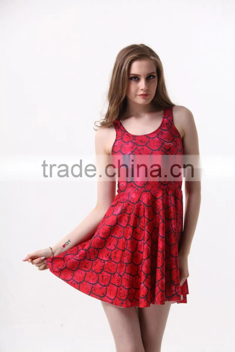 Women's 3D Digital Printed Floral Ichthyosis pleated dress for sale