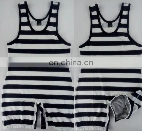 Striped sublimation blank wrestling singlets 5xl