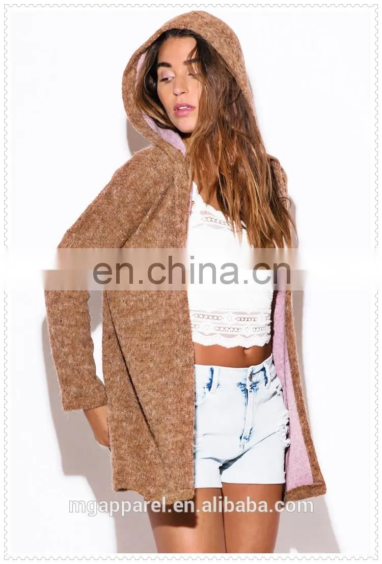 top quality camel sexy comfortable hoodie sweater jacket for women china