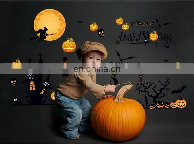 Halloween Theme Castle Pumpkin Bat Window/Wall Sticker Halloween Decoration Home Decoration