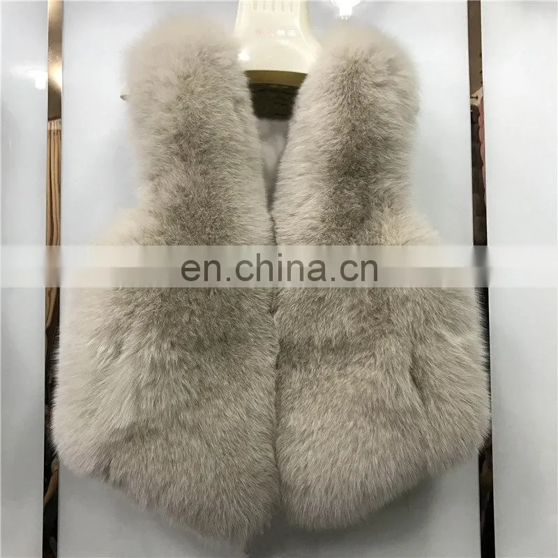 2017 New Jiaxing Winter Warm Fsahion Long Women Fox Fur Vest Real Fox Fur Coat