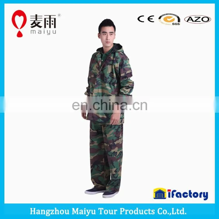 maiyu Army Camo PVC Raincoat Rainsuit Military Raincoat
