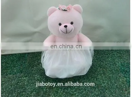 Teddy Bear toy plush teddy wedding dress with Couple in valentines day