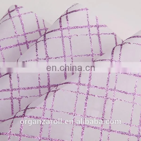 beautiful dress design grid spraying organza fabric