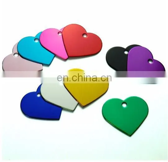 Heart Shape Front Back Engraving Aluminum Pet ID Tags for Dogs and Cats
