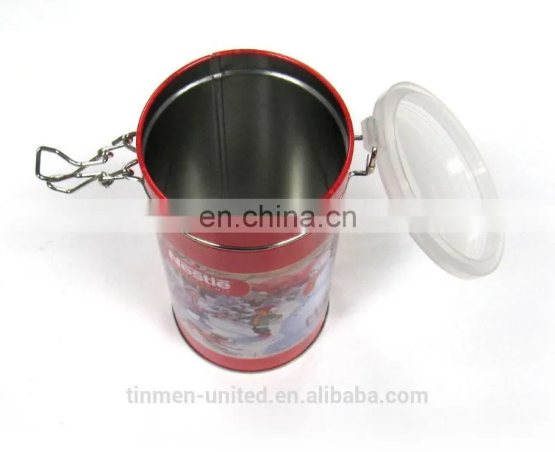 Round hinged coffee tin can,coffee tin packaging box