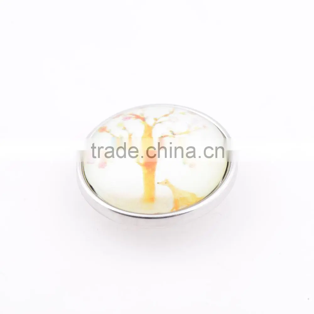 yellow family tree button for leather bracelet