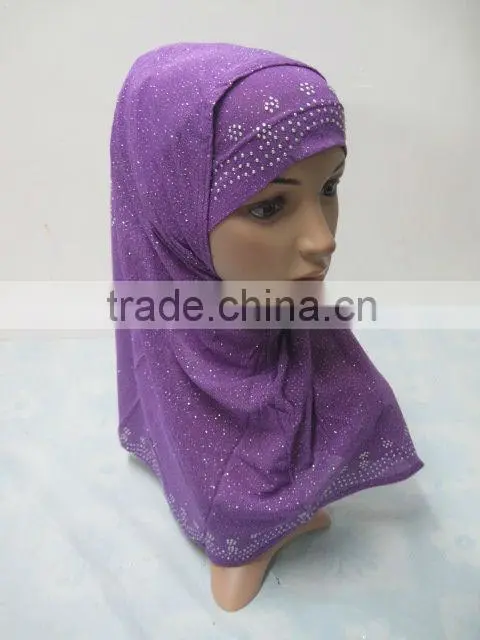 A487 Popular beaded 2pcs al amira two pieces hijab