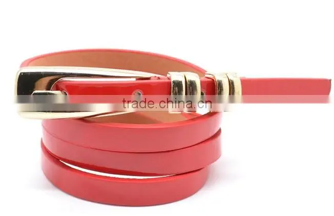 Fashion shiny PU thin belt for lady's wear