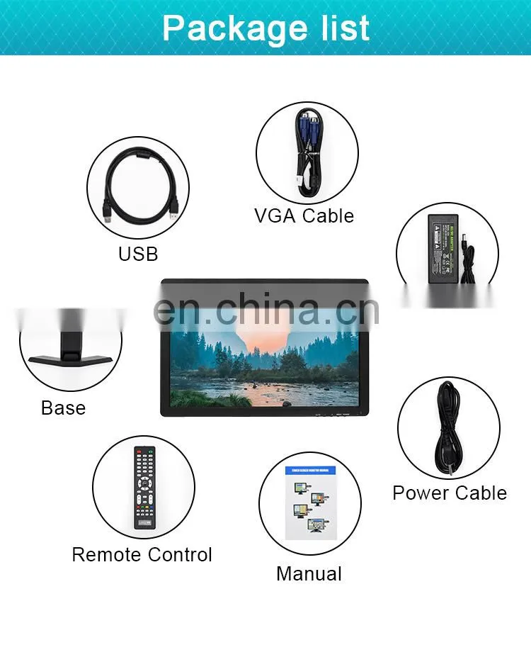 dust proof wide screen computer display capacitive 19 inch lcd touch screen monitor