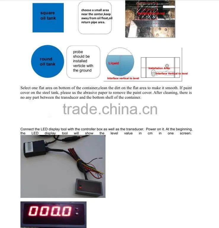 F500 ultrasonic diesel level sensor water level monitor no drilling hole long distance measurement with high resolution