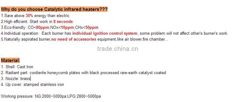 dry heating element gas burner for rubber glove machine HD242