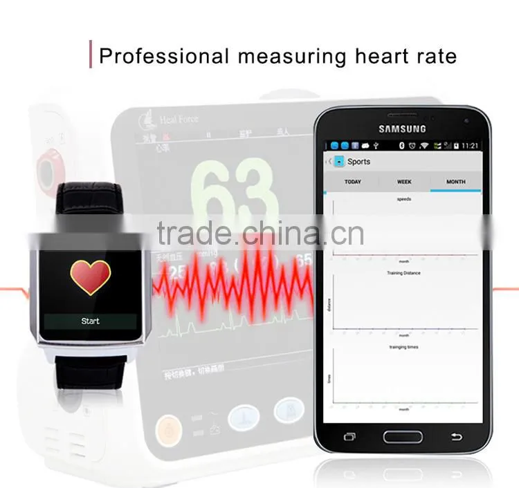 Heart rate Leather strap Bluetooth Watch Phone with luxury giftbox