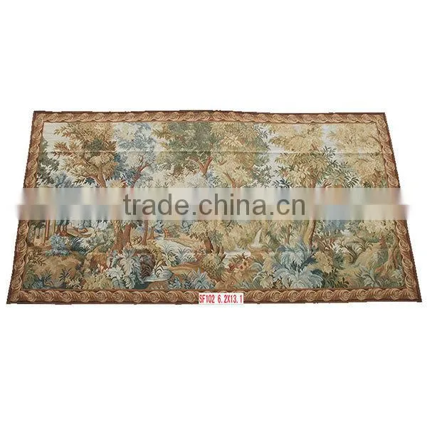 100% wool hand knotted aubusson tapestry and wall hanging