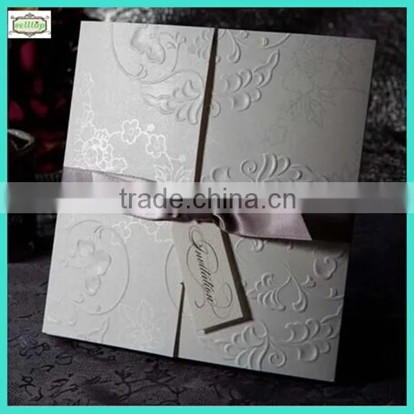 2014 white fancy blank wedding invitation paper