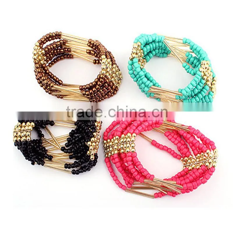 2016 Trending Products Gold Jewelry Small Beads Layered Women Bracelets