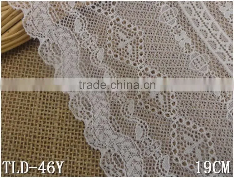 Factory in Stock 7.48" Lace,19cm New Design Eslatic White Women Inner Underwear Nylon Fashion Warp Knitted Lace