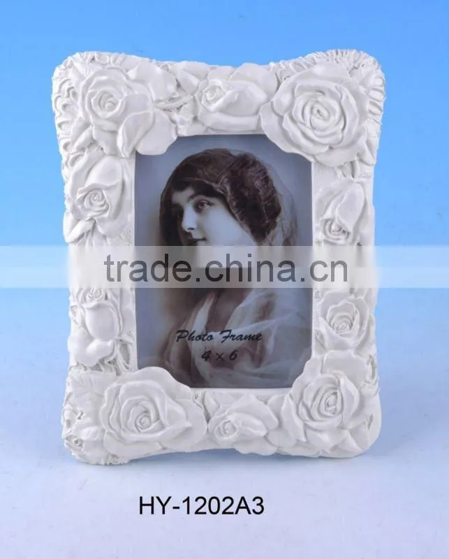 Polyresin photo frame,antique rose design