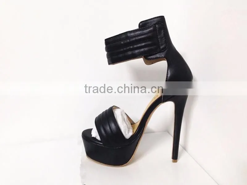 Catwalk Sky High New Sandal 16CM Height Black and Orange Leather Heels High Heel Women Sandals