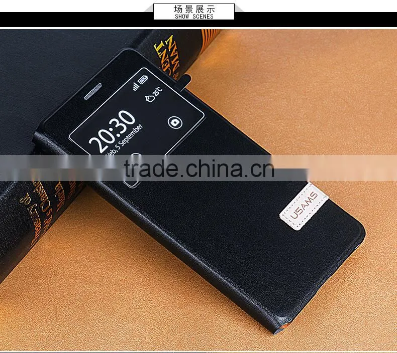 Original USAMS MUGE Series Flip Case For Huawei Mate S PU Leather Cover case with view Window MT-4668