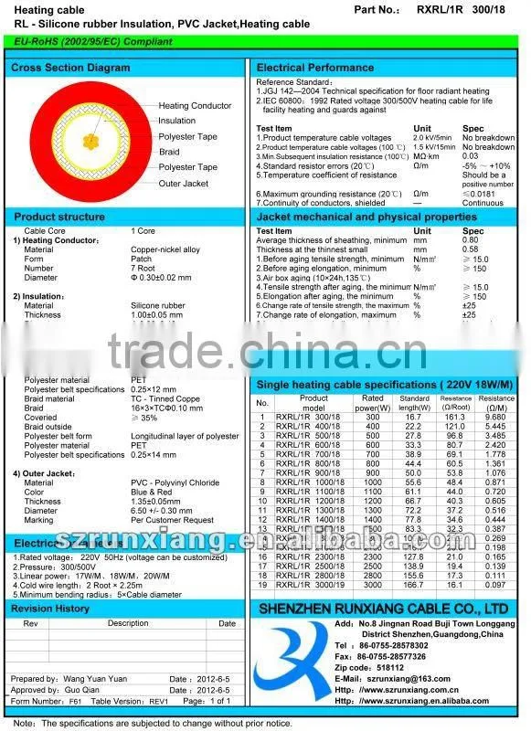 Heat Resistant Silicone Rubber Cable