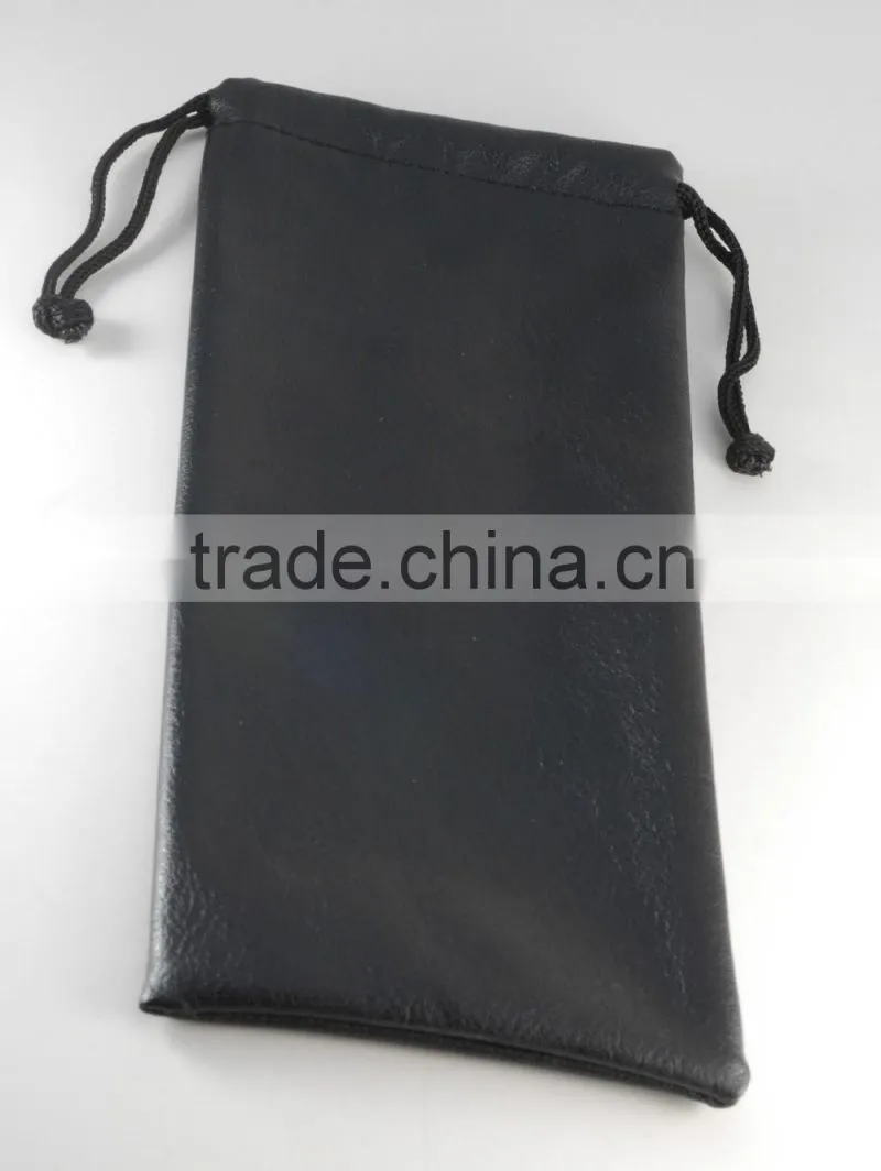 soft genuine black leather sunglasses pouch case
