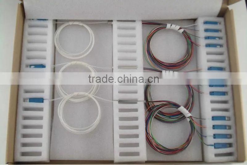 2*8 1260-1650nm Steel mini module type,0.9mm cable dia. 1.5m length,with SC/APC connector FTTH PLC Splitter