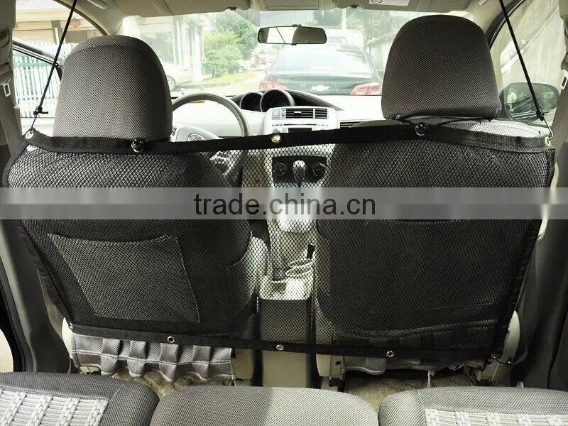 Front Seat Net Pet Barrier - Large Block Area & Metal Poles At the Top Against Pet Pushes