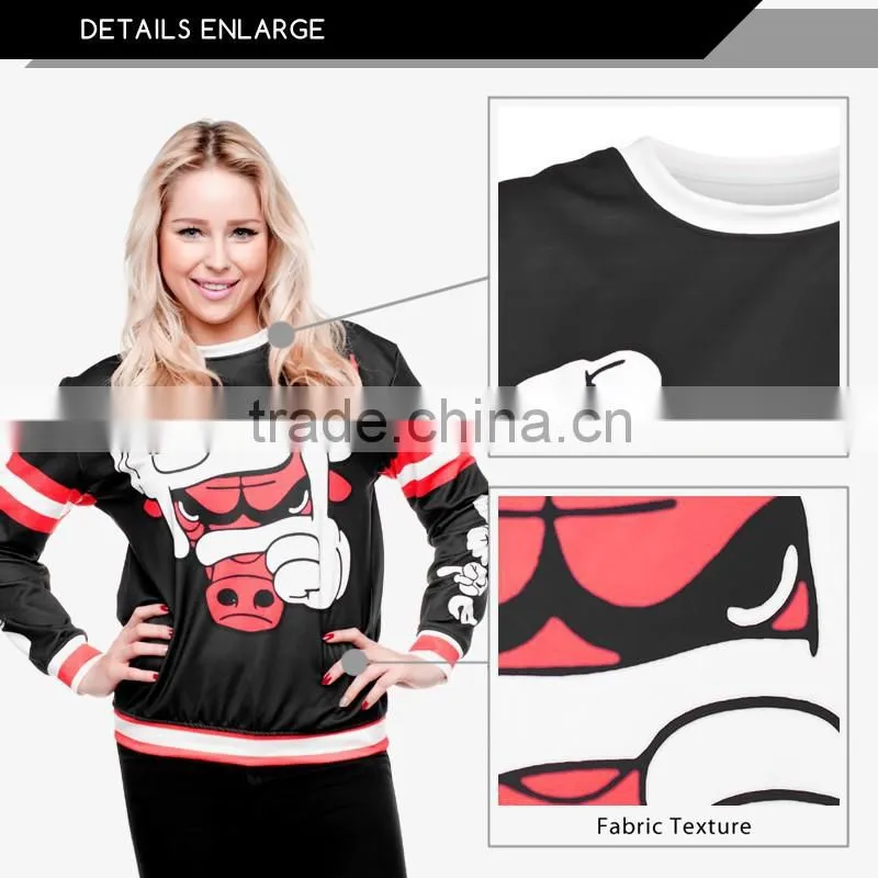 fashion angry bull high quality 3d digital print fullprint crewneck sweatshirt spring autumn unisex custom oversized pullover