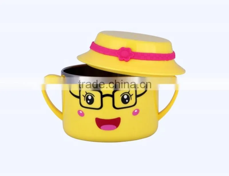 2015 latest product of china wholesale stainless steel kids rice dinnerware set
