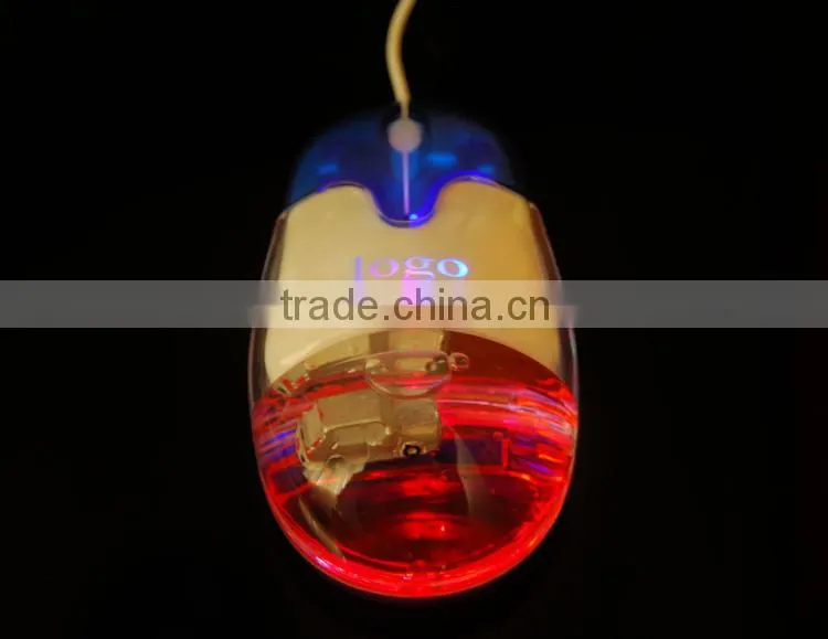 Computer Gift USB wired liquid aqua mouse with light-up LED logo