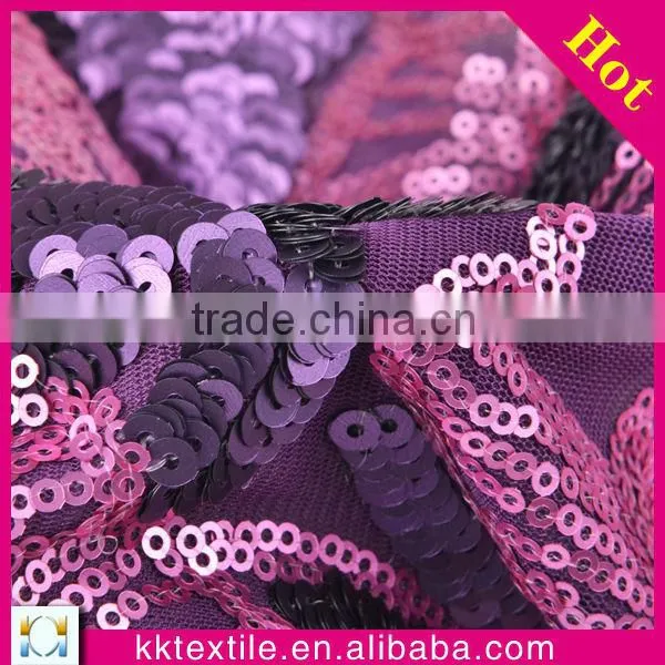 Wholesale New fashion sequin embroidery design with polyester mesh fabric