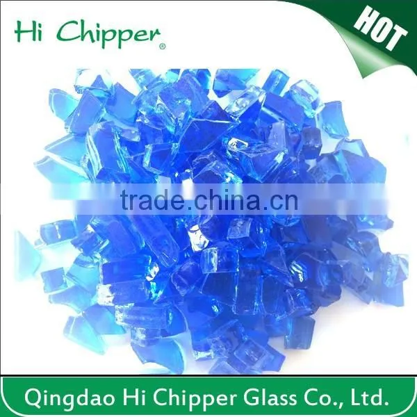 Iridescent reflective clear flat back glass beads for fire pit